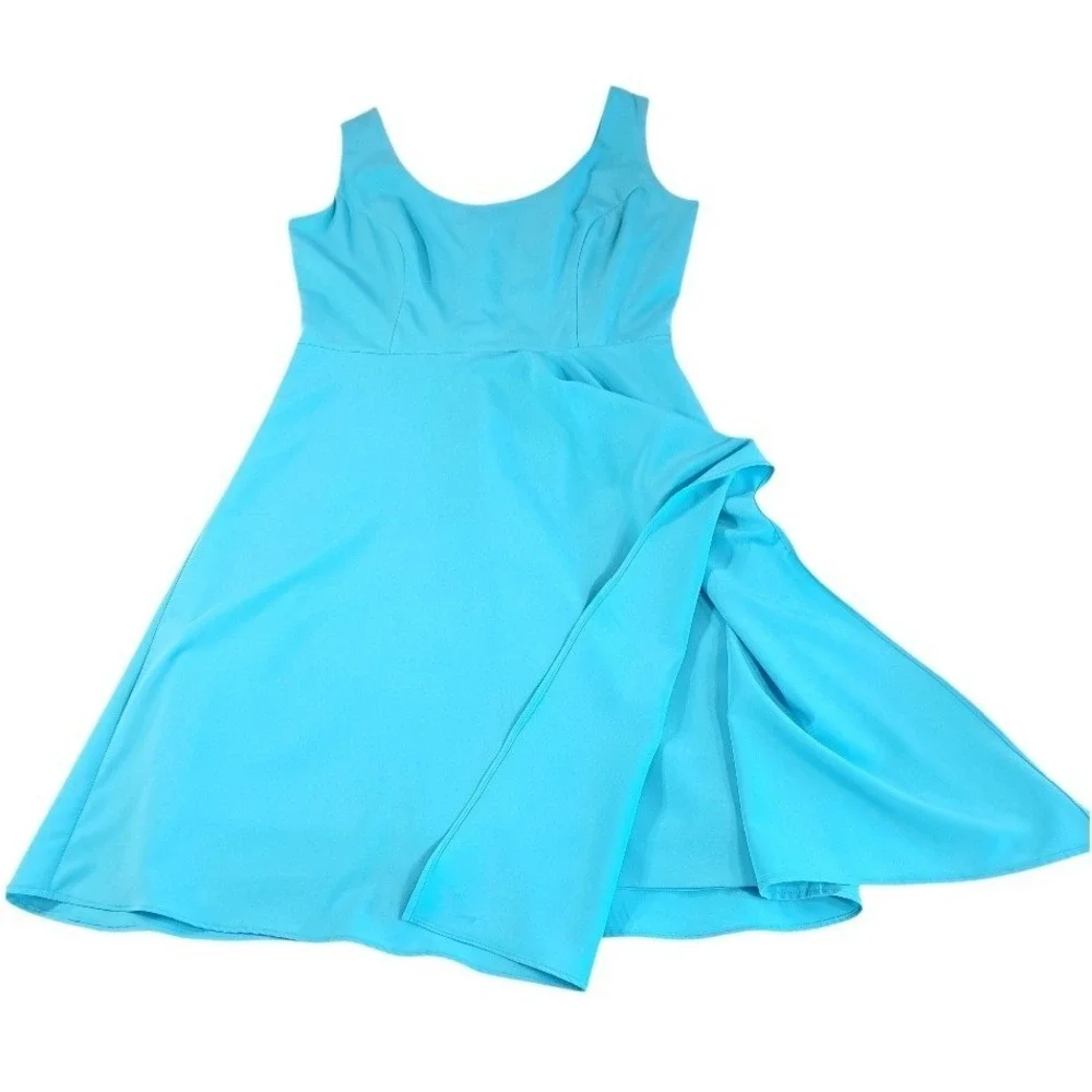 Belle Badgley Mischka Dress Size 4 Blue Sleeveless Layered Asymmetrical Cocktail